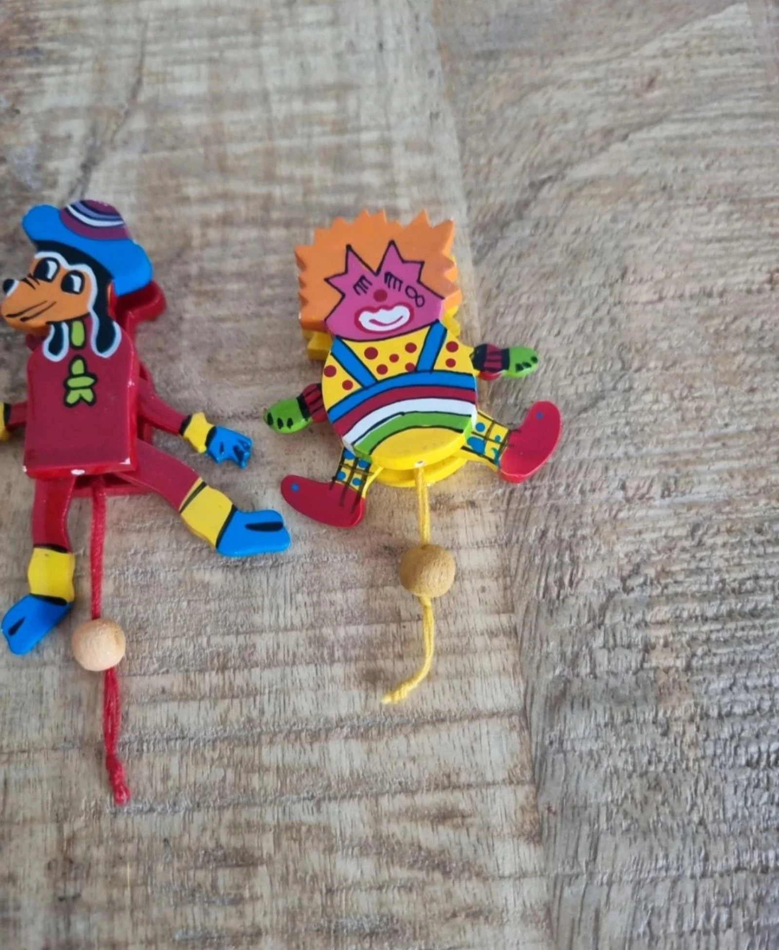 Lote de 5 juguetes vintage articulados de madera para tirar – photo 4